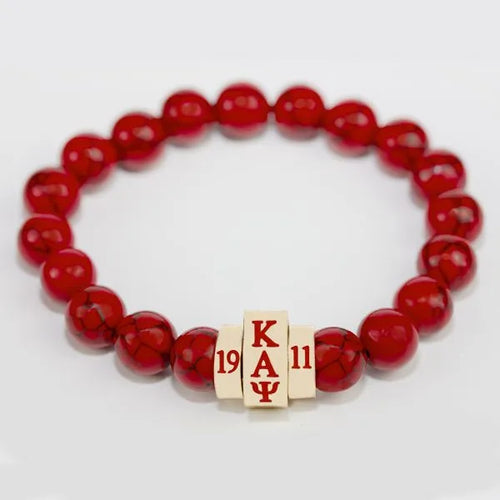 G1673-KAPPA ALPHA PSI Natural Stone Bead Bracelet – Red  750