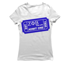Load image into Gallery viewer, Zeta Phi Beta ADMIT ONE T-shirt