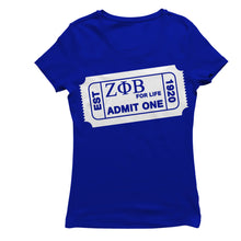 Load image into Gallery viewer, Zeta Phi Beta ADMIT ONE T-shirt