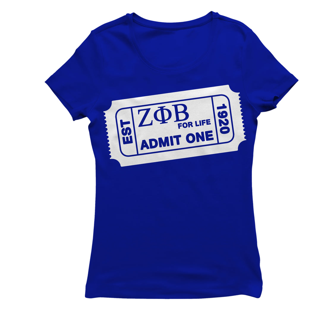 Zeta Phi Beta ADMIT ONE T-shirt